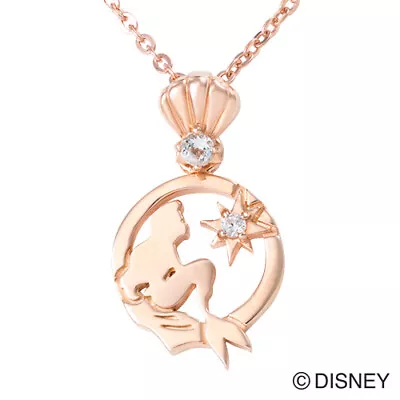 Buy White Clover Disney Series Little Mermaid Necklace Pink Gold W/Box Gift • 120.46£