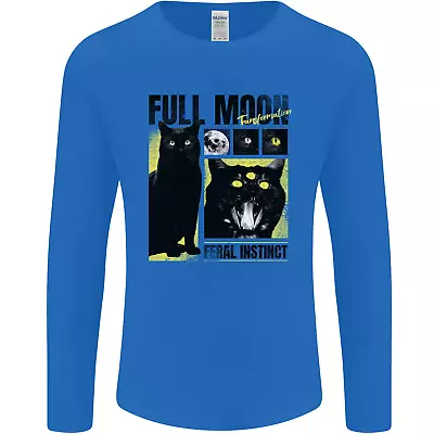 Buy Full Moon Feral Instinct Black Cat Halloween Mens Long Sleeve T-Shirt • 11.99£