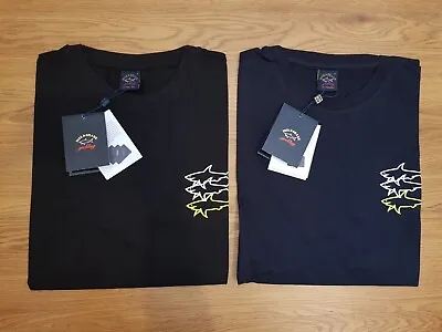 Buy Paul & Shark Shark Logo Patterned Cotton T-shirt Black, Navy Blue • 55£