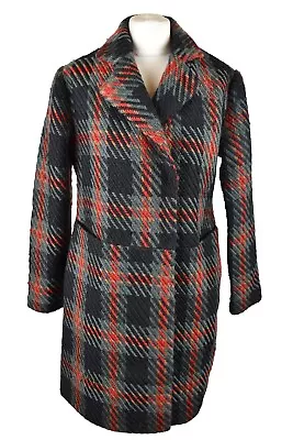 Buy KALEIDOSCOPE Black Coat Jacket Size Uk 12 Womens Button Up Checked Overcoat • 20£