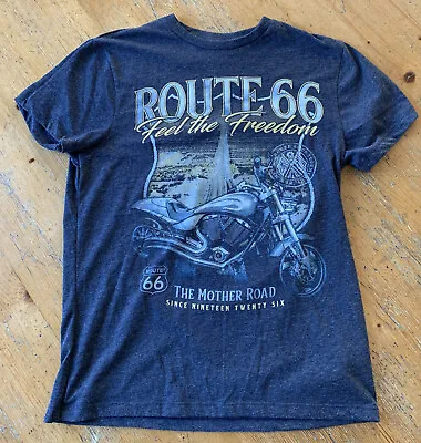 Buy Route 66 Feel The Freedom - The Mother Road - Motorcycle Grey T-Shirt - Small • 5£