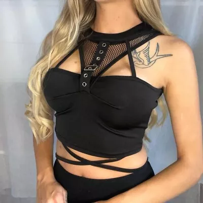 Buy Black Crop Top, Alternative Clothing,Festival Top, Rave Clothing, Party Top. UK6 • 15.99£