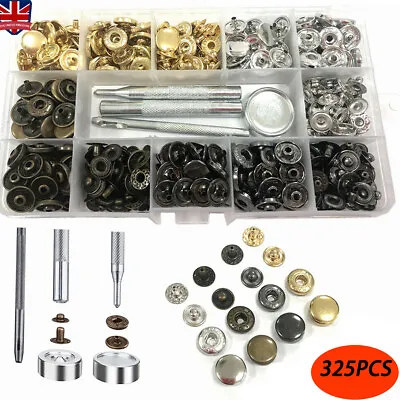 Buy Heavy Duty Snap Fasteners Press Studs Kit +Poppers Leather Button Tool 325PCS • 5.88£