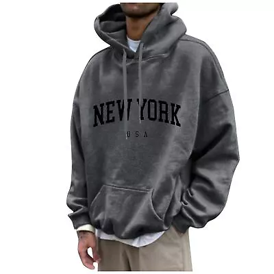 Buy Men's Pullover Hoodie Hooded Sweatshirt Tops NEW YORK Printed Plain Hoody Jumper • 21.11£