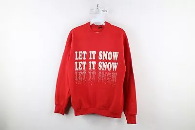Buy Vtg 80s Womens Large Faded Spell Out Let It Snow Christmas Sweatshirt Red USA • 40.22£