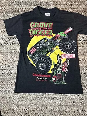 Buy VTG 1990 Grave Digger T-Shirt Monster Truck Death Skull Bones Horror Kids Large • 39.47£