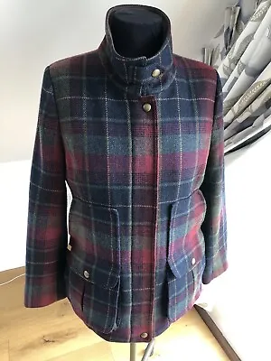 Buy Joules Ladies Jacket Field Coat UK14 Red Green Blue Check Wool  VGC • 74.95£