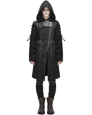 Buy Devil Fashion Mens Apocalyptic Gothic Coat Hooded Jacket Black Brown Steampunk • 134.99£