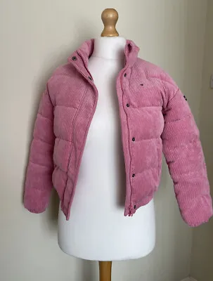 Buy Tommy Hilfiger Corduroy Pink Puffer Jacket Girls Ages 12-13 Lined With Pockets  • 50£