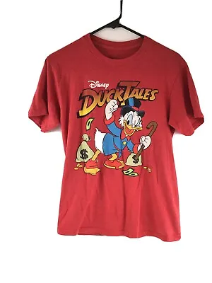 Buy Walt Disney T-Shirt Man's Size Small Red Duck Tales Scrooge McDuck Tee Fitted • 4.96£