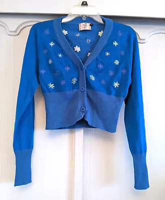 Buy Dancing Days Blue Snowflake Elsa Vintage Style Sweater, M • 14.21£