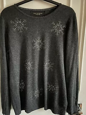 Buy Paul Costelloe Black Label Grey Star Design W Cashmere Size L Christmas Jumper • 16.99£
