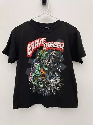 Buy Hot Wheels Monster Truck Grave Digger Youth Large T Shirt Black • 18.20£