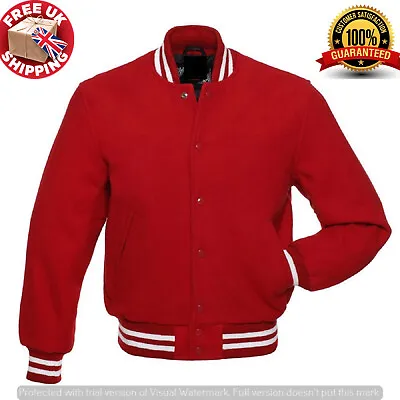 Buy Red Wool Letterman College Bomber Varsity Baseball Jackets Full Wool • 69.99£