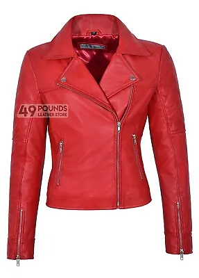 Buy Ladies Quilted Leather Jacket Biker Style Motorcycle Soft Lambskin 1075 • 41.65£