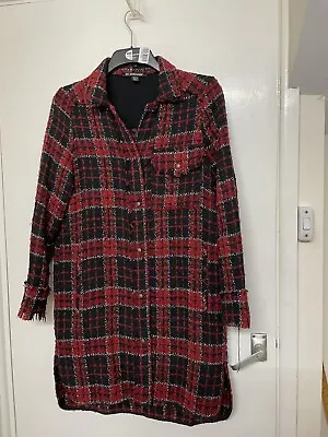 Buy Ted Outerwear XS Black Red Checked Wooden Long Jacket  • 15£