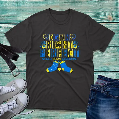 Buy Down Right Perfect World Down Syndrome T-Shirt Awareness Extra Chromosome Top • 12.99£