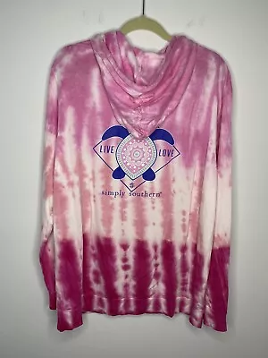 Buy Simply Southern Tie Dye Hoodie Womens Size Large Pink Turtles Cotton Candy FLAW • 11.68£