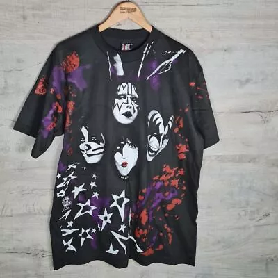 Buy Kiss Aop Single Stitch Tee Shirt Black W/ Graphic Print • 40£