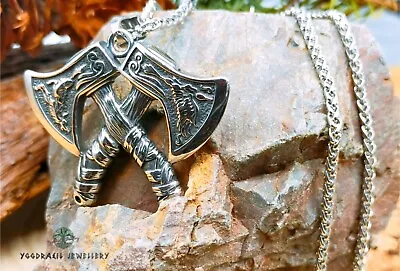 Buy Viking Axe Necklace, Stainless Steel Viking Warrior Necklace Wolf Axe Necklace • 12.95£