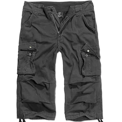 Buy Brandit Mens Urban Legend 3/4 Shorts Vintage Security Police Cotton Cargos Black • 43.95£