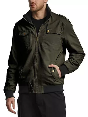 Buy Wantdo Men's Military Casual Jacket Stand Collar Cotton Jacket(Army Green)Medium • 16.49£