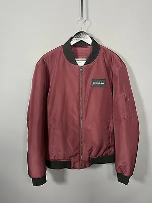 Buy CALVIN KLEIN BOMBER Jacket - Size XXL 2XL - Burgundy - Great Condition - Men’s • 39.99£