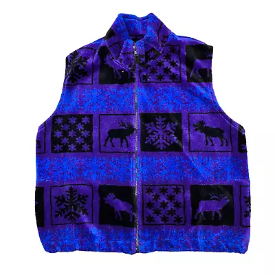 Buy Threads Purple Fleece Gilet Jacket All Over Print Womens Large • 18.99£