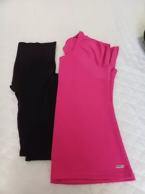 Buy New & Unused Work Out Black Leggings (l) & Dri More Tech Pink Gym T Shirt (xl) • 9.99£
