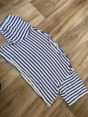Buy Frame Blue Striped Cropped Oversized T-shirt Top Size S • 14.99£