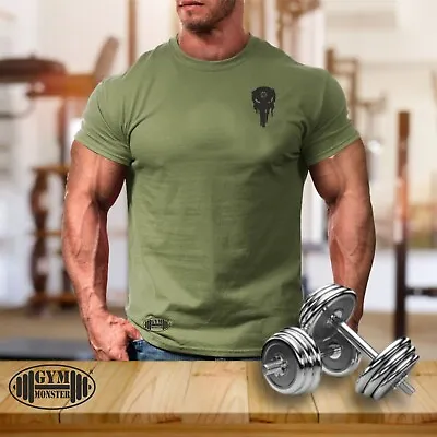 Buy Vikings Skull T Shirt Pocket Gym Clothing Bodybuilding Training Workout MMA Top • 11.99£