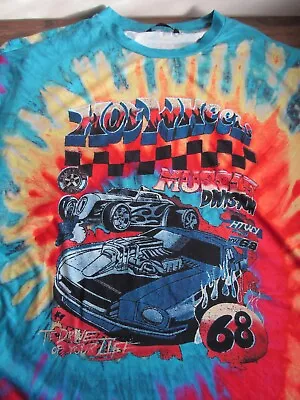 Buy Vintage 02 Hotwheels Muscle Division Hwy 68 Rainbow Tie Dye Soft Feel T-shirt, M • 29.95£