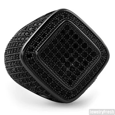 Buy Unique Hip Hop Style Micropave 360 CZ Mens Ring Black • 38.52£