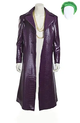 Buy Mens Joker Clown Jared Leto Costume Purple Jacket Halloween Joker Outfit W/Wig • 39.99£