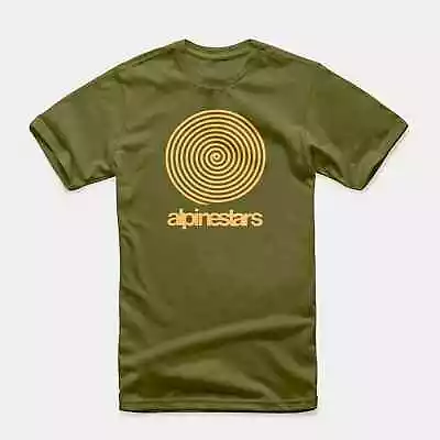 Buy Alpinestars Real Spiral T-Shirt Mens Tee Military Green Gold • 16.99£
