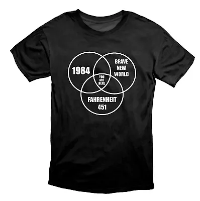 Buy 1984 Brave New World Fahrenheit 451 Conspiracy T-Shirt Black • 16.49£