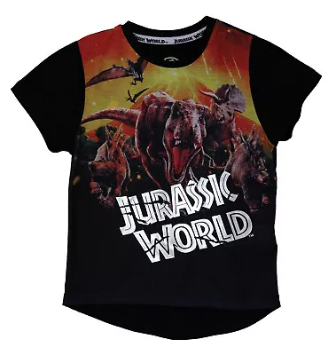 Buy Jurassic World Black Boy's Cotton Summer Short SleevesT-Shirt, Dinosaur Graphic • 4.99£