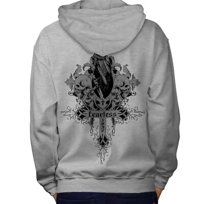 Buy Wellcoda Fearless Death Crow Mens Hoodie, Grave Design On The Jumpers Back • 26.99£