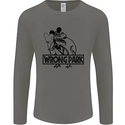 Buy Wrong Park Funny T-Rex Dinosaur Jurassic Mens Long Sleeve T-Shirt • 11.99£