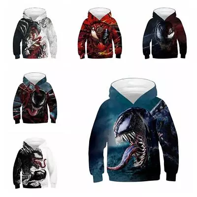 Buy Kids Girls Boys Sweatshirt Tops 3D Venom  Hooded Jumpers Hoodies 5-14 Years • 23.85£