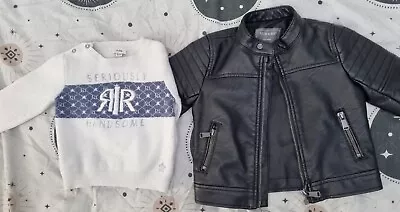 Buy Leather Jacket/ River Island Jumper Baby Clothes 9-12 Months Bundle • 5£