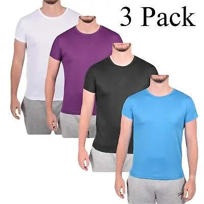 Buy 3 Pack Mens T-Shirt Cool Dry Breathable Running Gym Top Sports Performance S-3XL • 10.99£