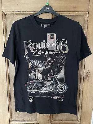 Buy Mens TU Route 66 Eagle Motorbike T-Shirt Black Size Medium Brand New With Tags • 9.99£
