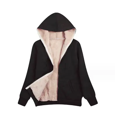 Buy Womens Fur Lined Hoodie Coat Ladies Zip Up Jacket Winter Warm Fleece Sweatshirt. • 27.24£