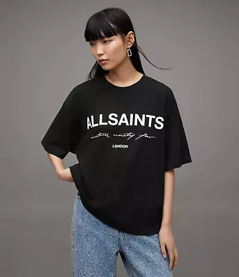 Buy All Saints Logo T-Shirt Hellis Carlie Oversized Organic Cotton Crew Neck Tee • 28.99£