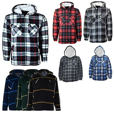 Buy Hooded Fleece Padded Lumberjack Shirt Jacket Fur Lined Sherpa Winter Warm Work • 12.99£