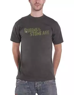 Buy Queens Of The Stone Age T Shirt Text Band Logo New Official Mens Charcoal • 18.95£