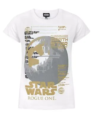 Buy Star Wars Rogue One Metallic Death Star White Girl's T-Shirt • 10.99£