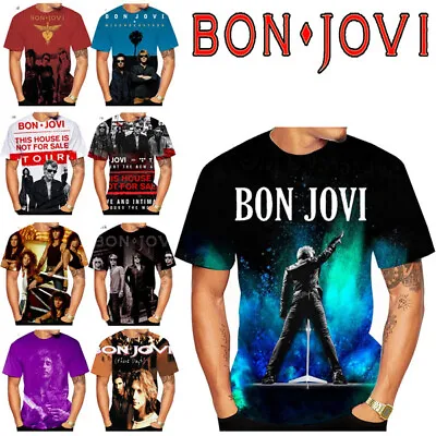 Buy Bon Jovi Rock Streetwear Casual Women Men T-Shirt 3D Print Short Sleeve Tee Tops • 10.79£