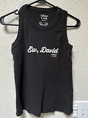 Buy Women's Black Tank Top Schitts Creek Ribbed Knit Ew David T-Shirt Size Medium • 13.30£
